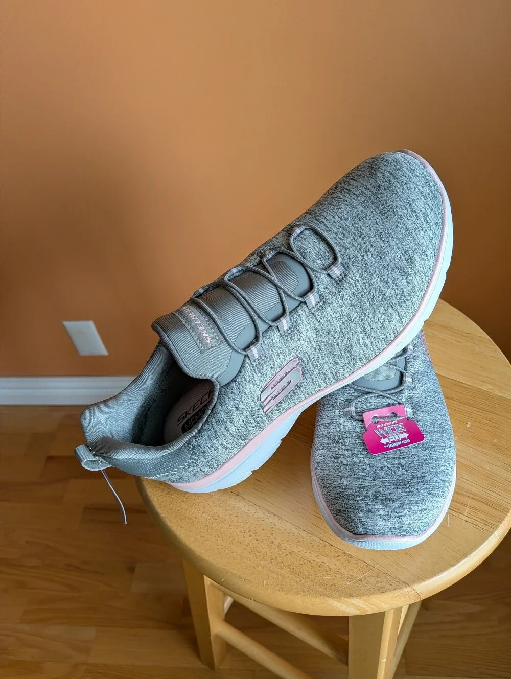 Skechers Women's Grey Knit Slip-On Walking Shoes